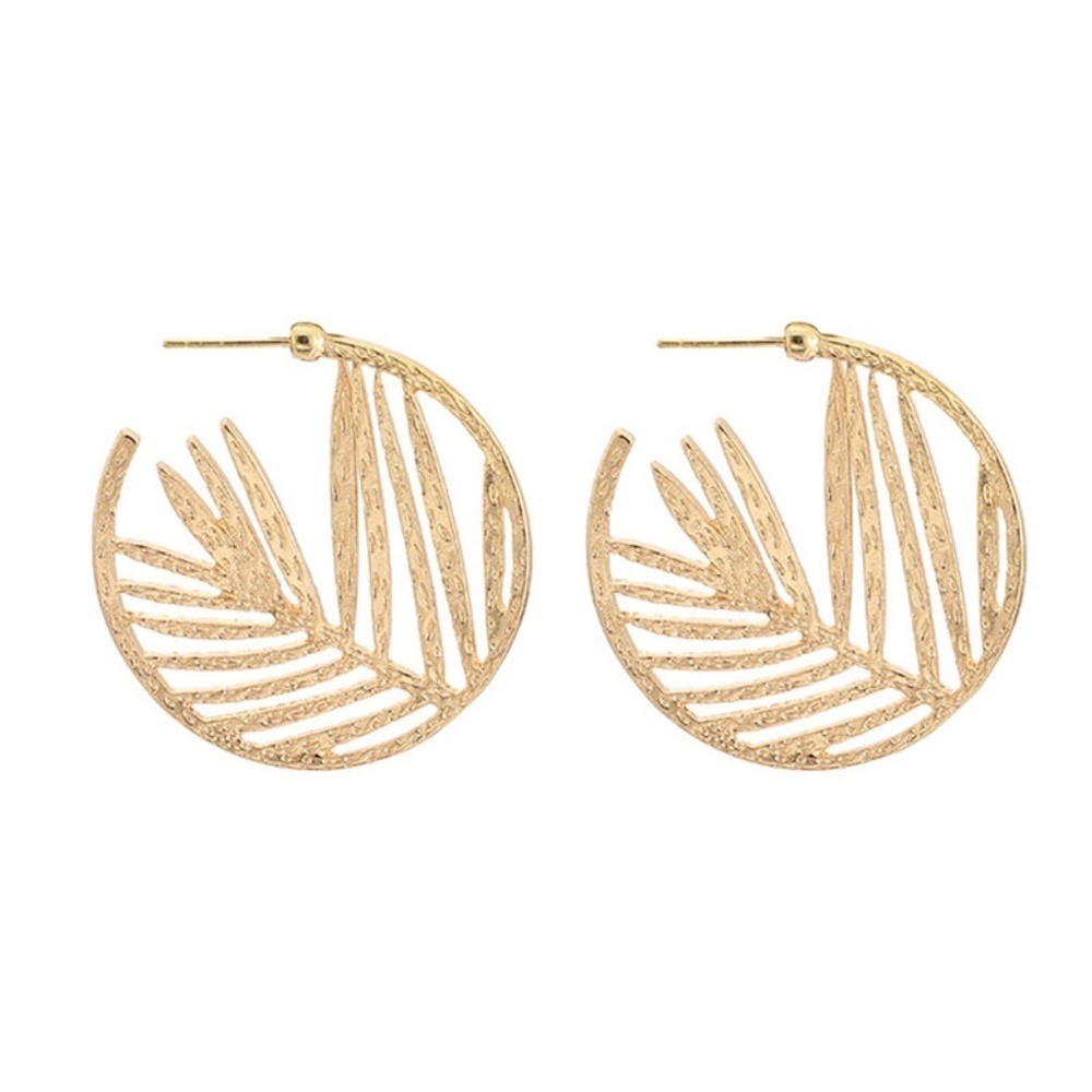 *LAYLA* Gold Foliage Round Fashion Earrings